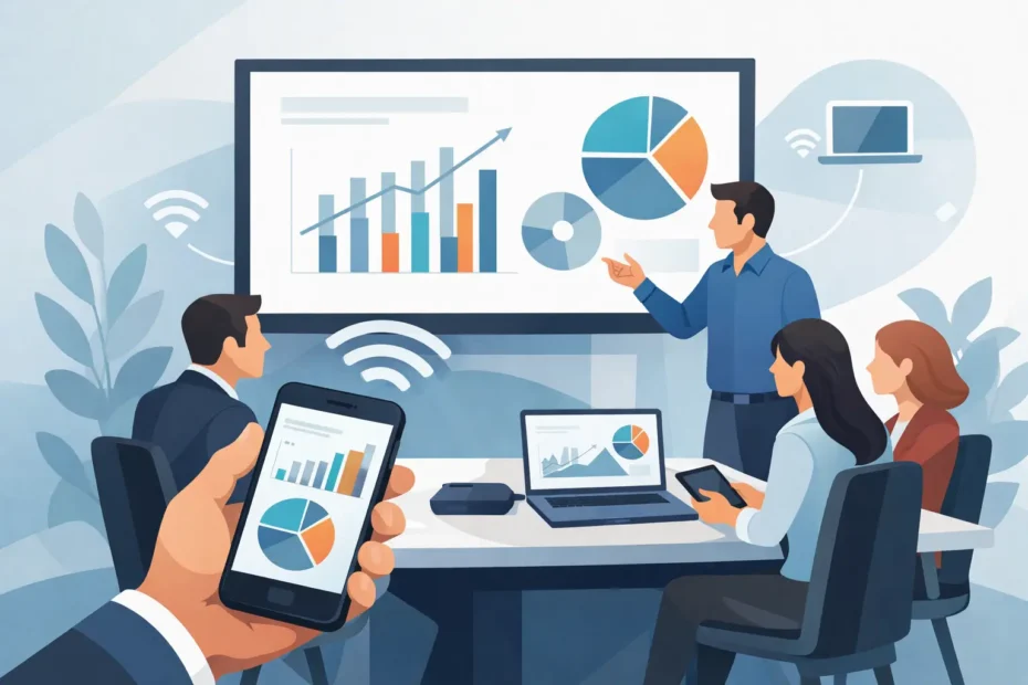 Compartilhamento sem fio em reuniões na empresa