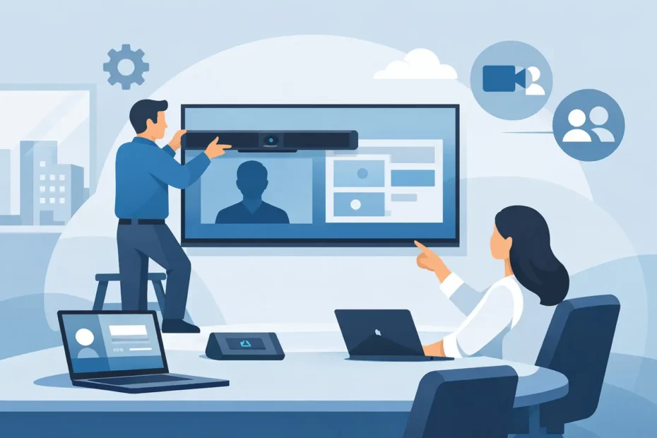 Como instalar barra de vídeo no Teams Rooms