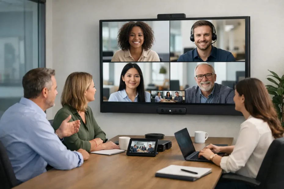 Como usar videoconferência com Teams Rooms