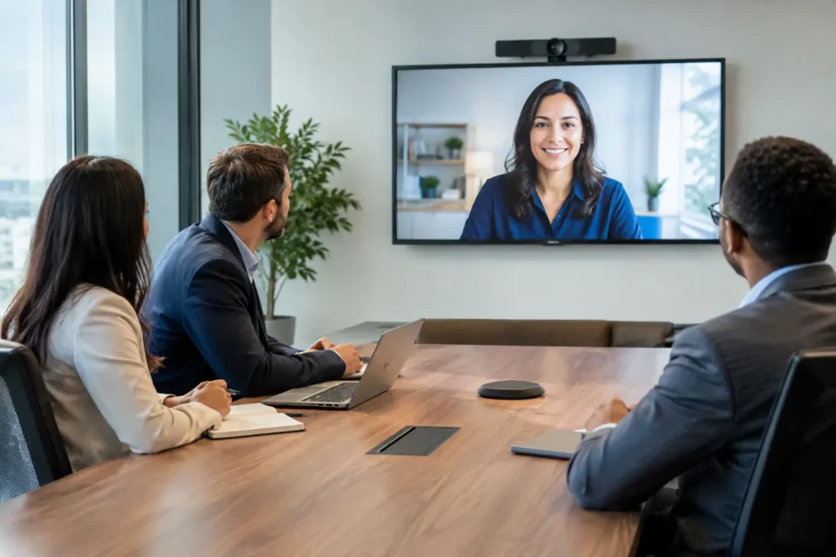 Studio para videoconferência em salas de reunião